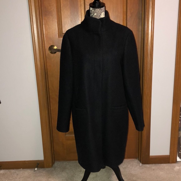 Old Navy fall/winter black 3/4 coat with funnel neck and covered zipper - Picture 2 of 16